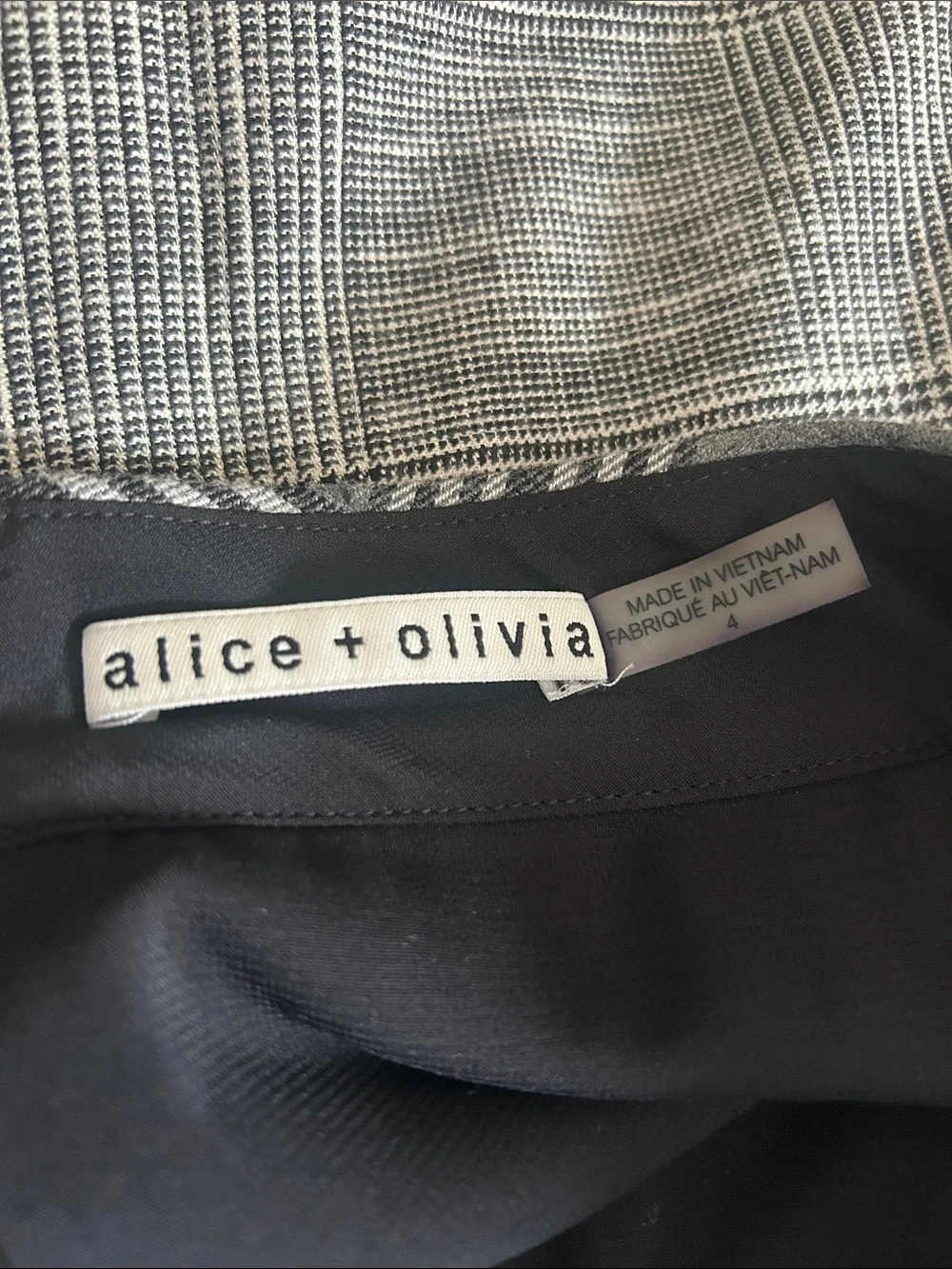 Alice + Olivia Grey Plaid Asymmetrical Wrap Skirt